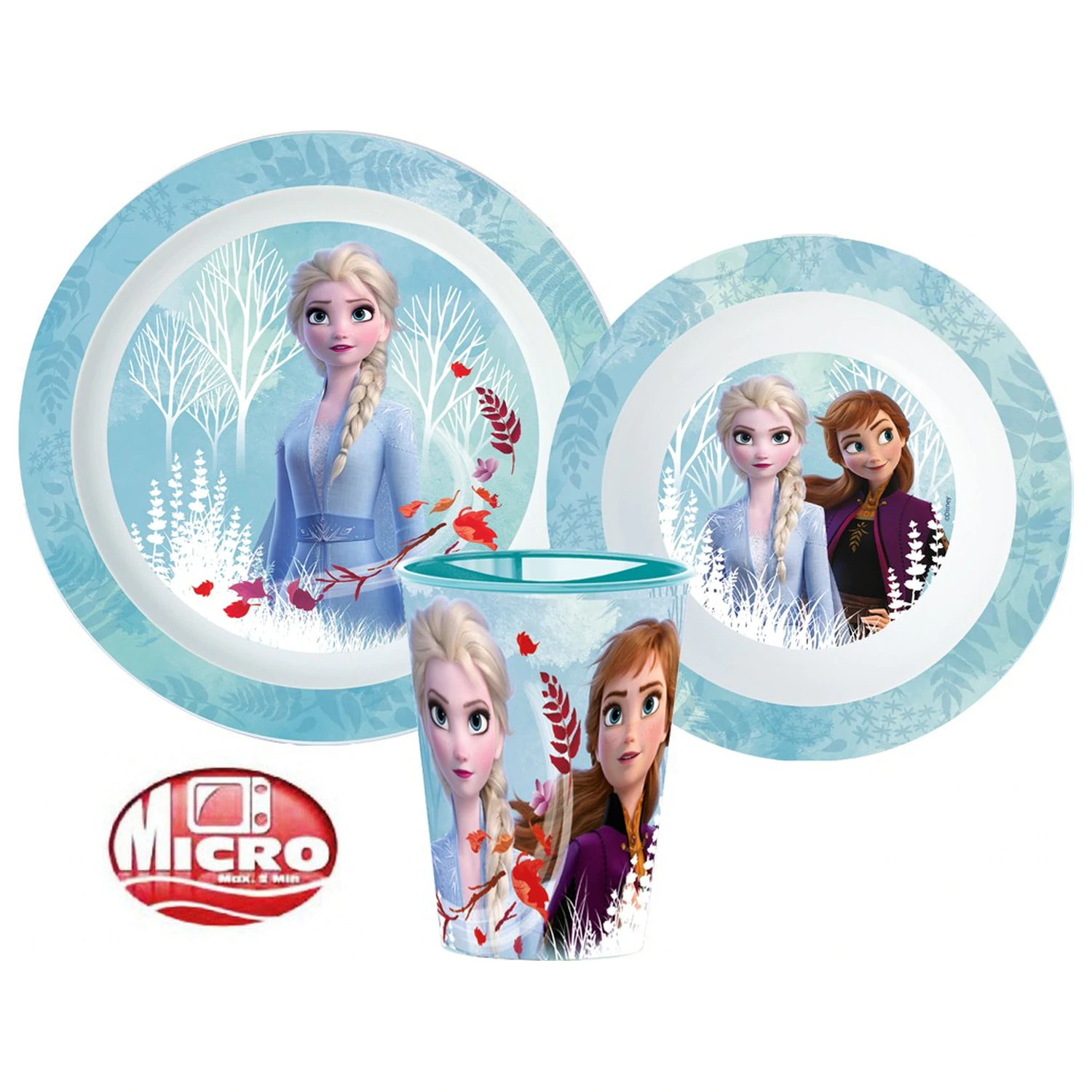 Disney Jégvarázs Blue Forest étkészlet, micro műanyag szett, pohárral 260 ml termékfotó