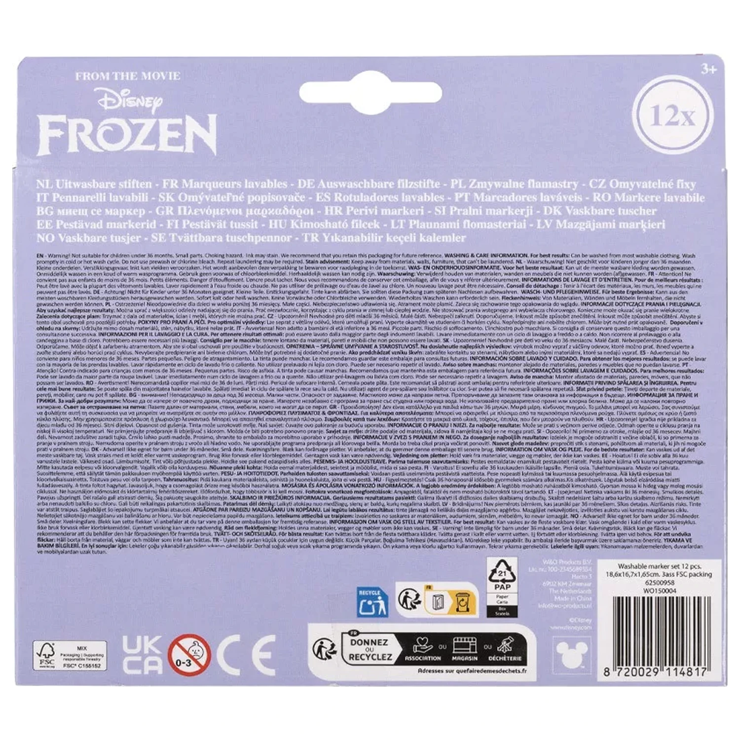 Disney Jégvarázs Snowflakes kimosható textil filctoll 12 db-os termékfotó