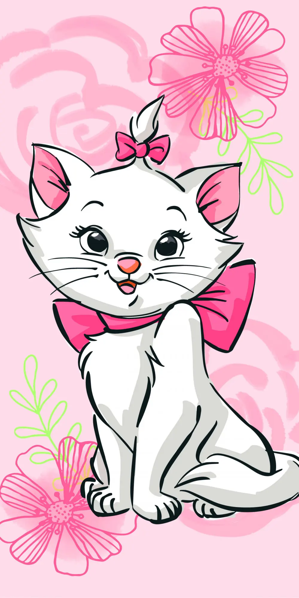 Disney Marie cica fürdőlepedő, strand törölköző Pink Flower 70*140cm termékfotó