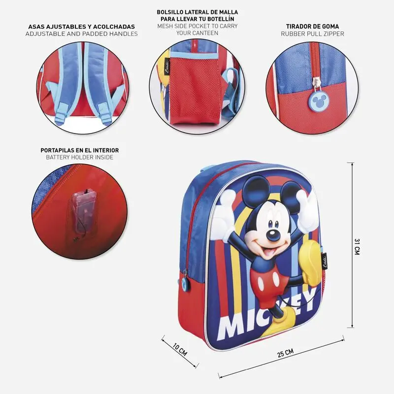 Disney Mickey 3D táska hátizsák fény effektekkel 31cm termékfotó