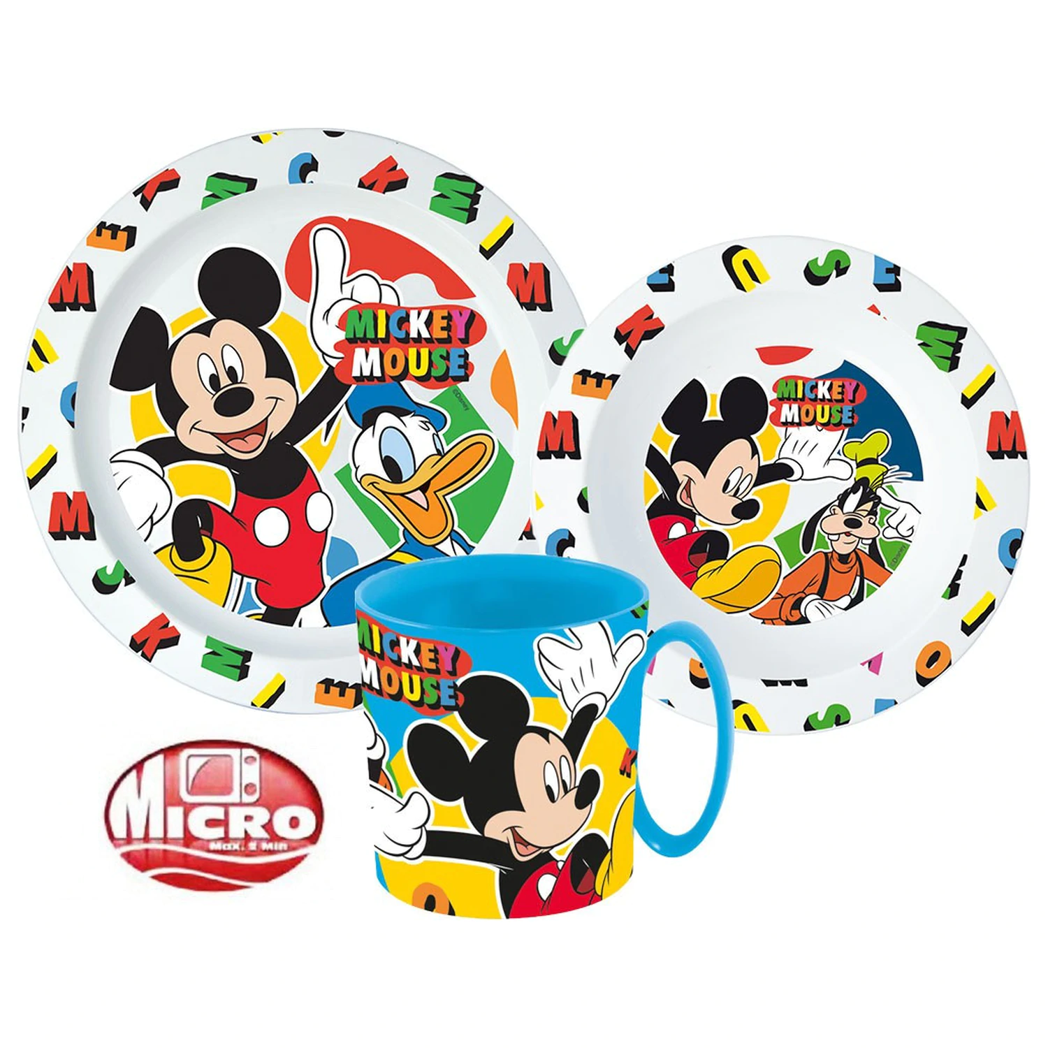 Disney Mickey Cool Summer étkészlet, micro műanyag szett bögrével 350 ml termékfotó