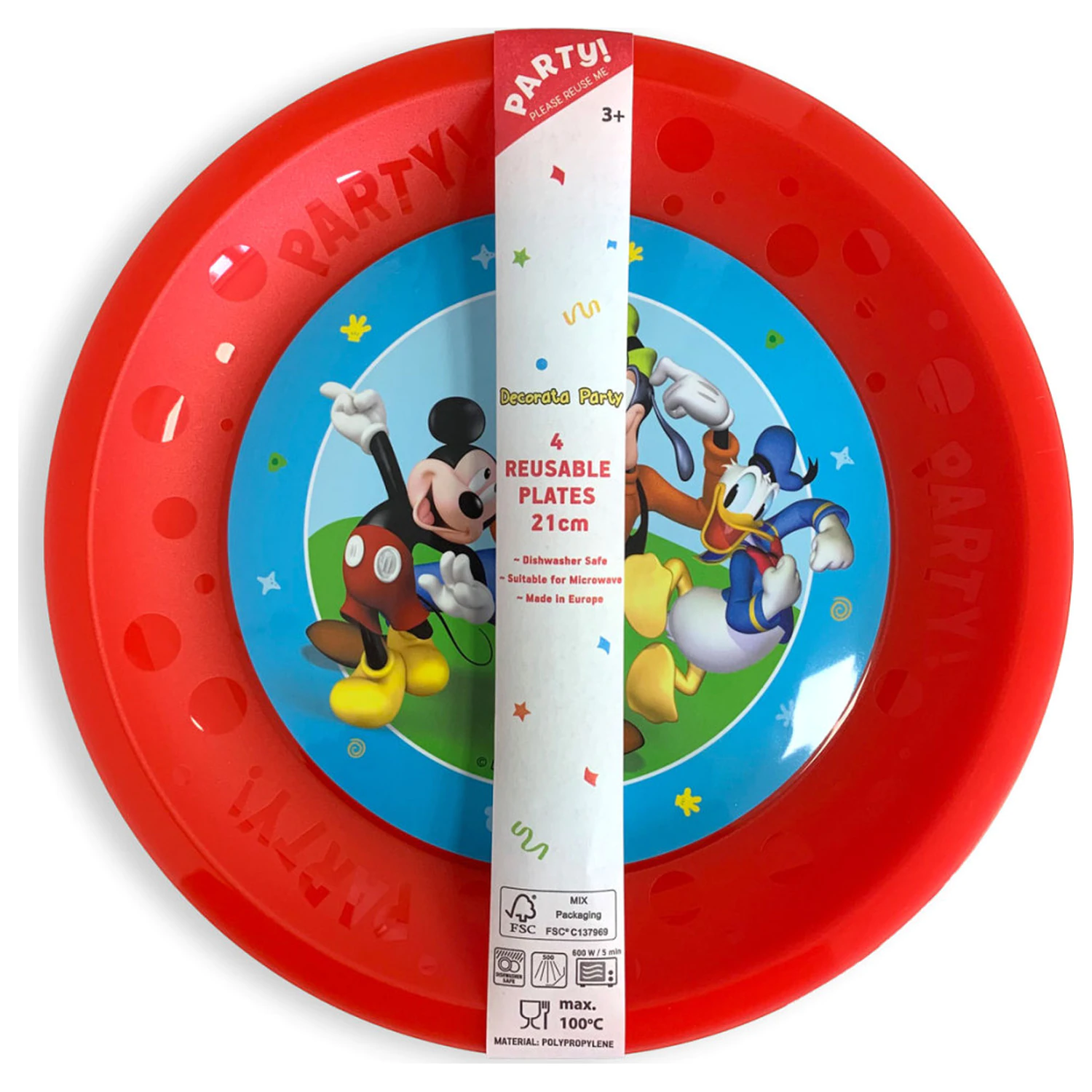 Disney Mickey Rock the House micro prémium műanyag lapostányér 4 db-os szett 21 cm termékfotó
