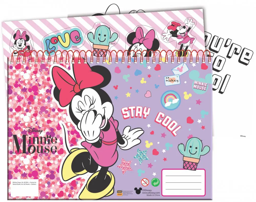 Disney Minnie A/4 spirál vázlatfüzet 40 lapos matricával termékfotó