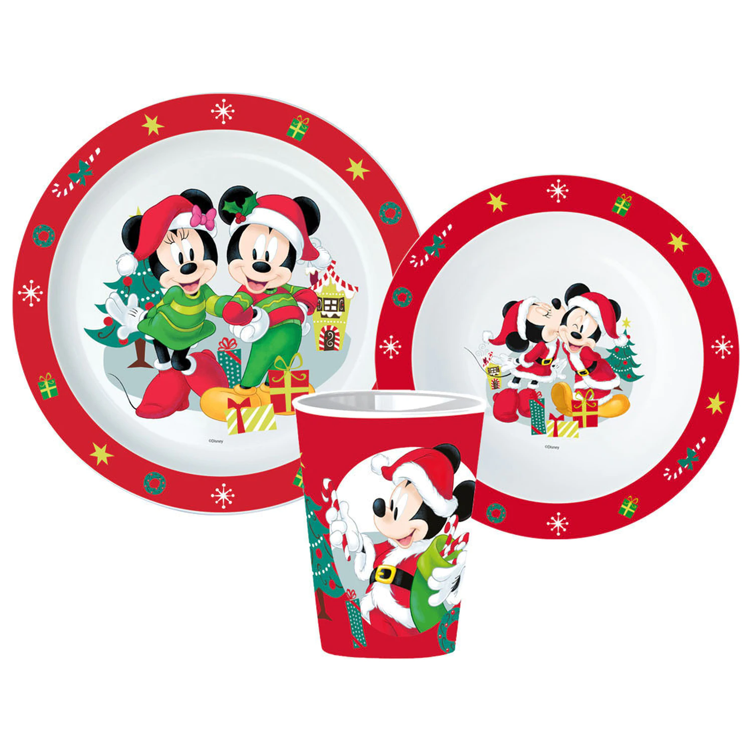 Disney Minnie and Mickey Karácsonyi étkészlet, micro műanyag szett, pohárral 260 ml termékfotó