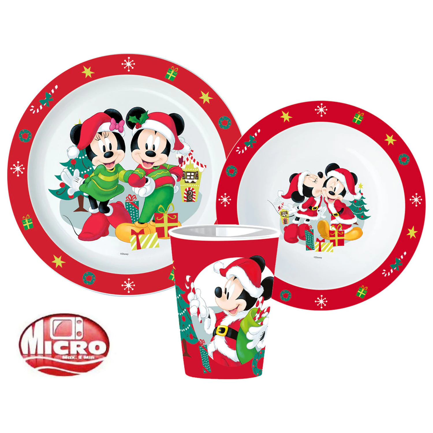 Disney Minnie and Mickey Karácsonyi étkészlet, micro műanyag szett, pohárral 260 ml termékfotó