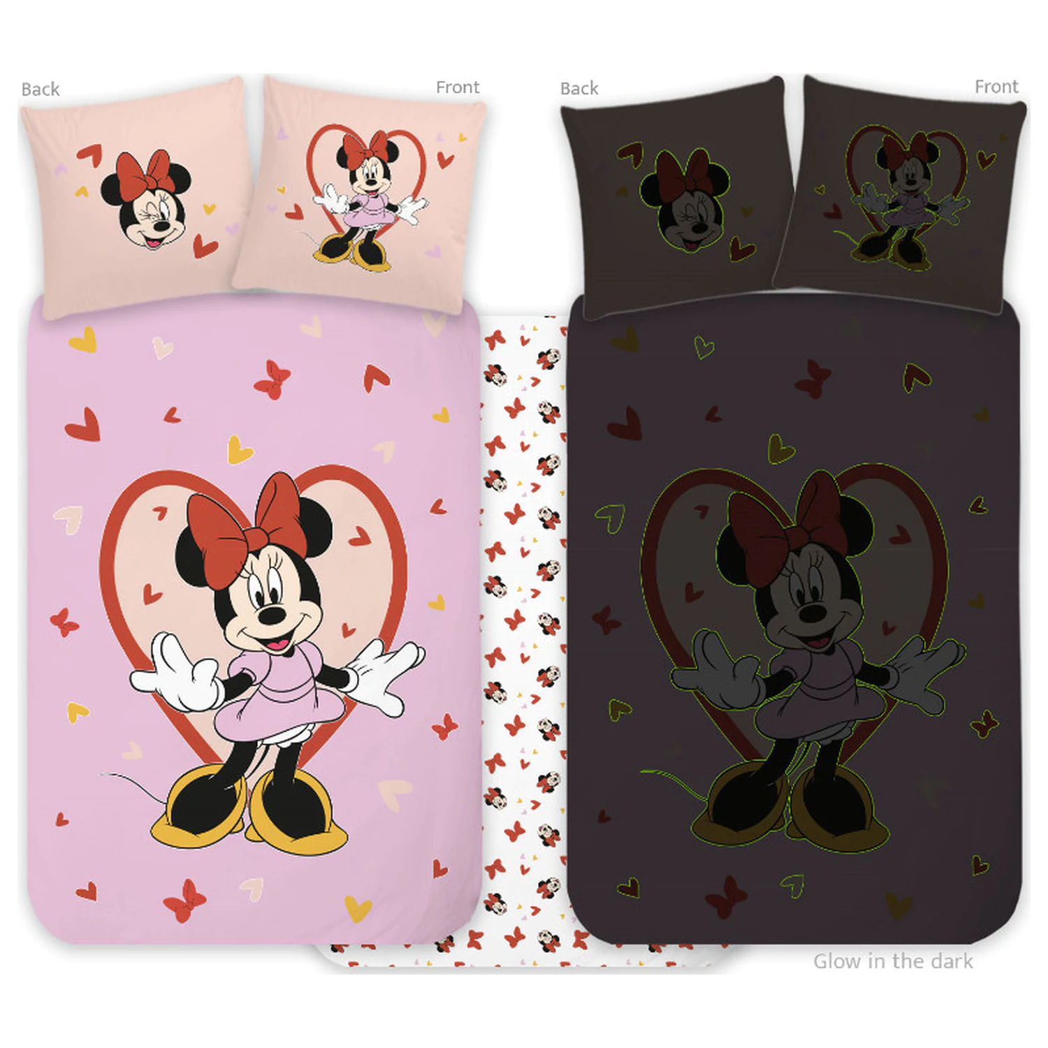 Disney Minnie Heart sötétben világító gyerek, ovis ágyneműhuzat  termékfotó