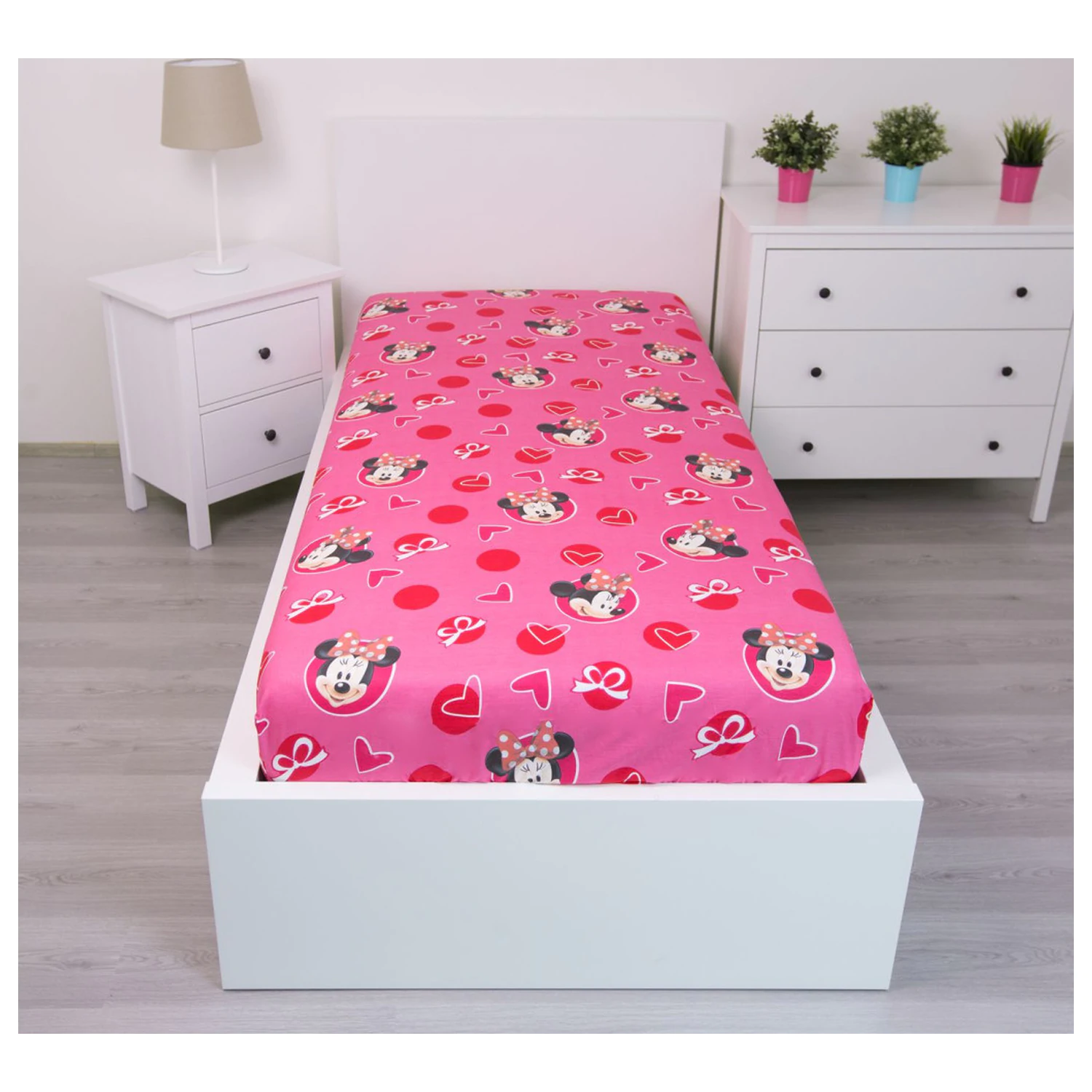 Disney Minnie Hearts gumis lepedő 90x200 cm termékfotó