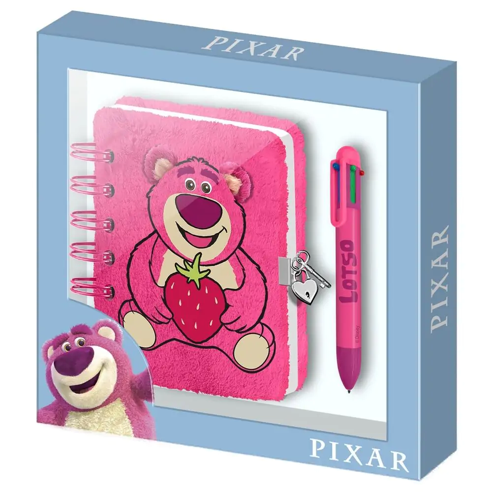Disney Pixar Toy Story Lotso Strawberry plüss keményfedeles füzet és toll csomag termékfotó