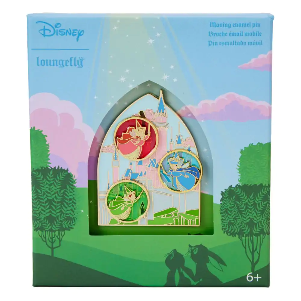 Disney Sliding Sleeping Beauty Aurora Castle &amp; Fairies zománcozott kitűző Limitált kiadás 8 cm termékfotó