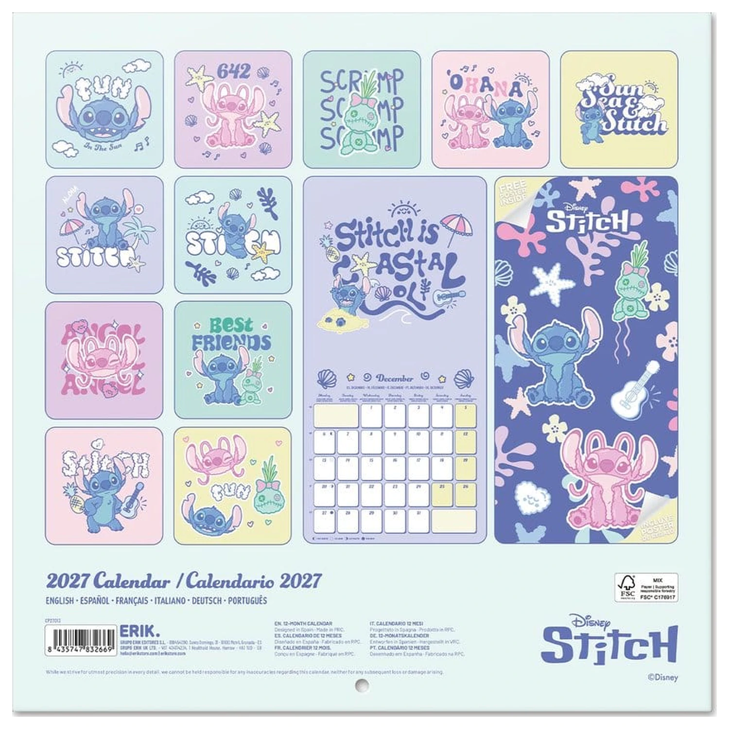 Disney Stitch 2027 fali naptár 30 x 30 cm termékfotó