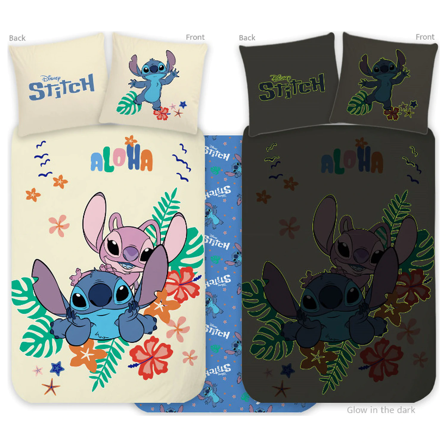 Disney Stitch Aloha sötétben világító gyerek, ovis ágyneműhuzat  termékfotó