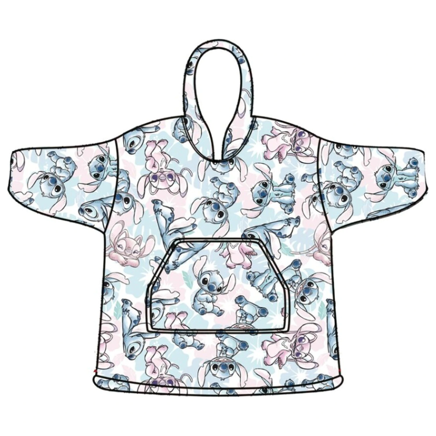 Disney Stitch Angel belebújós plüss polár takaró, poncsó 7-14 év termékfotó