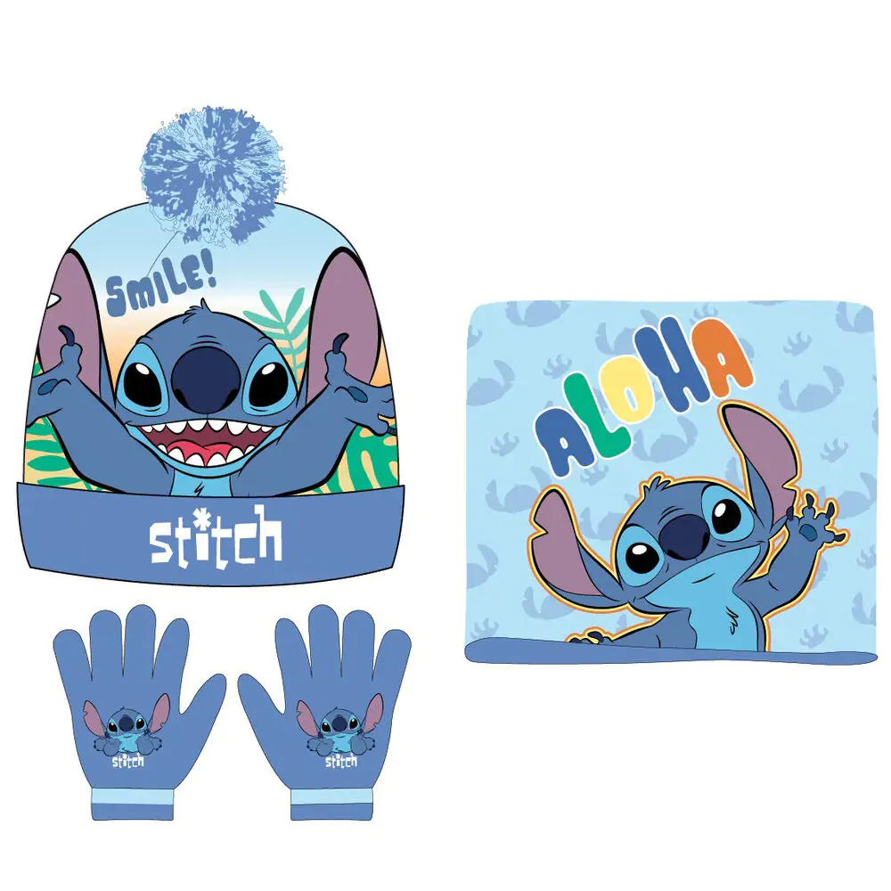 Disney Stitch gyerek körsál, sapka és kesztyű csomag termékfotó