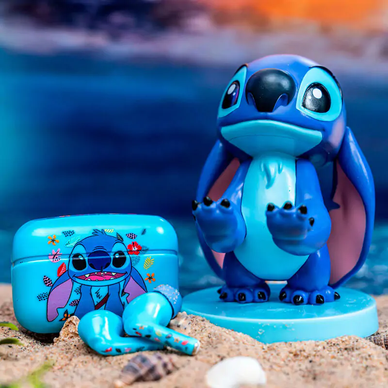 Disney Stitch vezeték nélküli fejhallgató fülhallgató és mini cable guy figura termékfotó