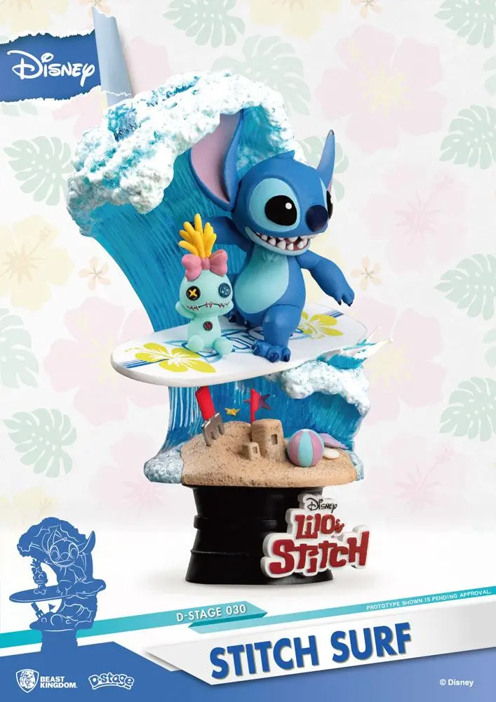 Disney Summer Series D-Stage Stitch Surf PVC Dioráma szobor 15 cm termékfotó