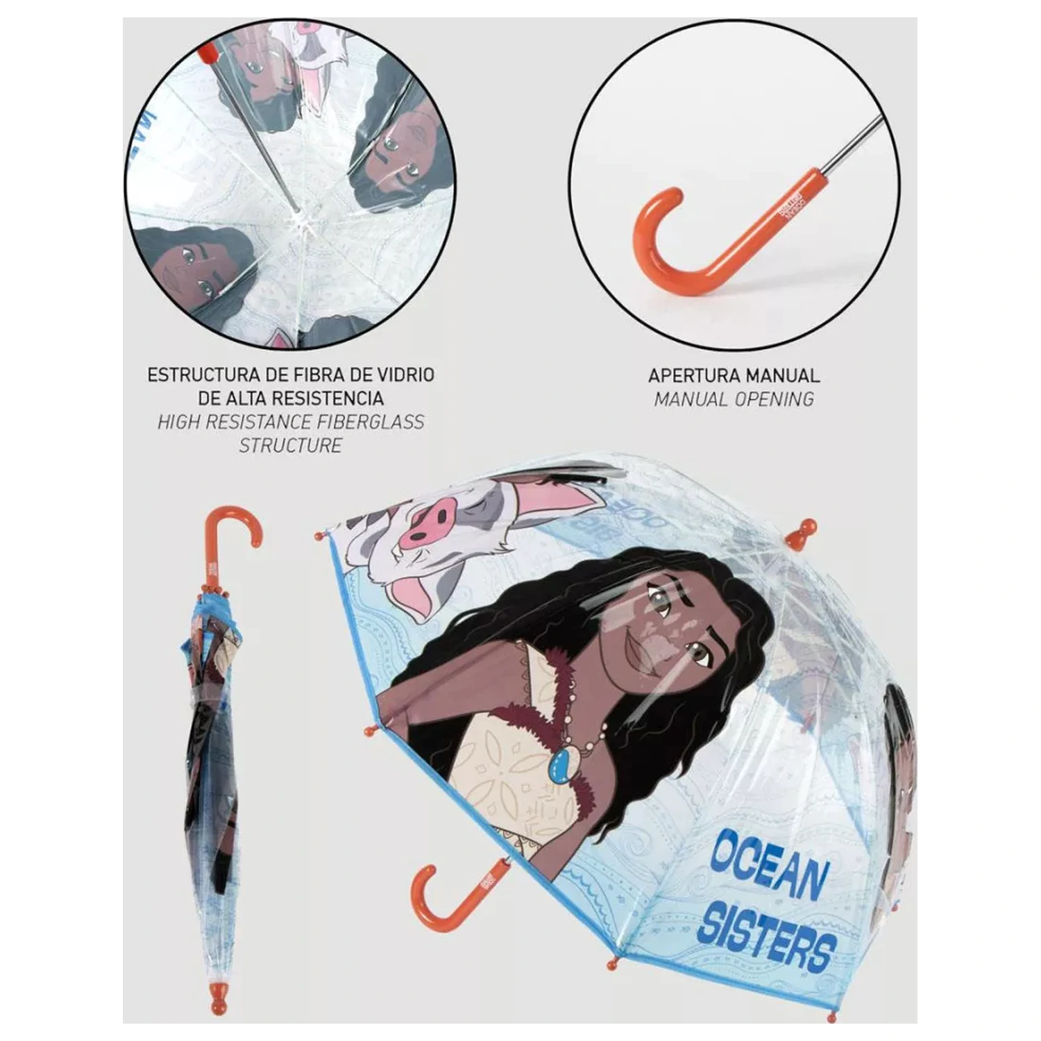 Disney Vaiana Ocean Sisters gyerek átlátszó esernyő termékfotó