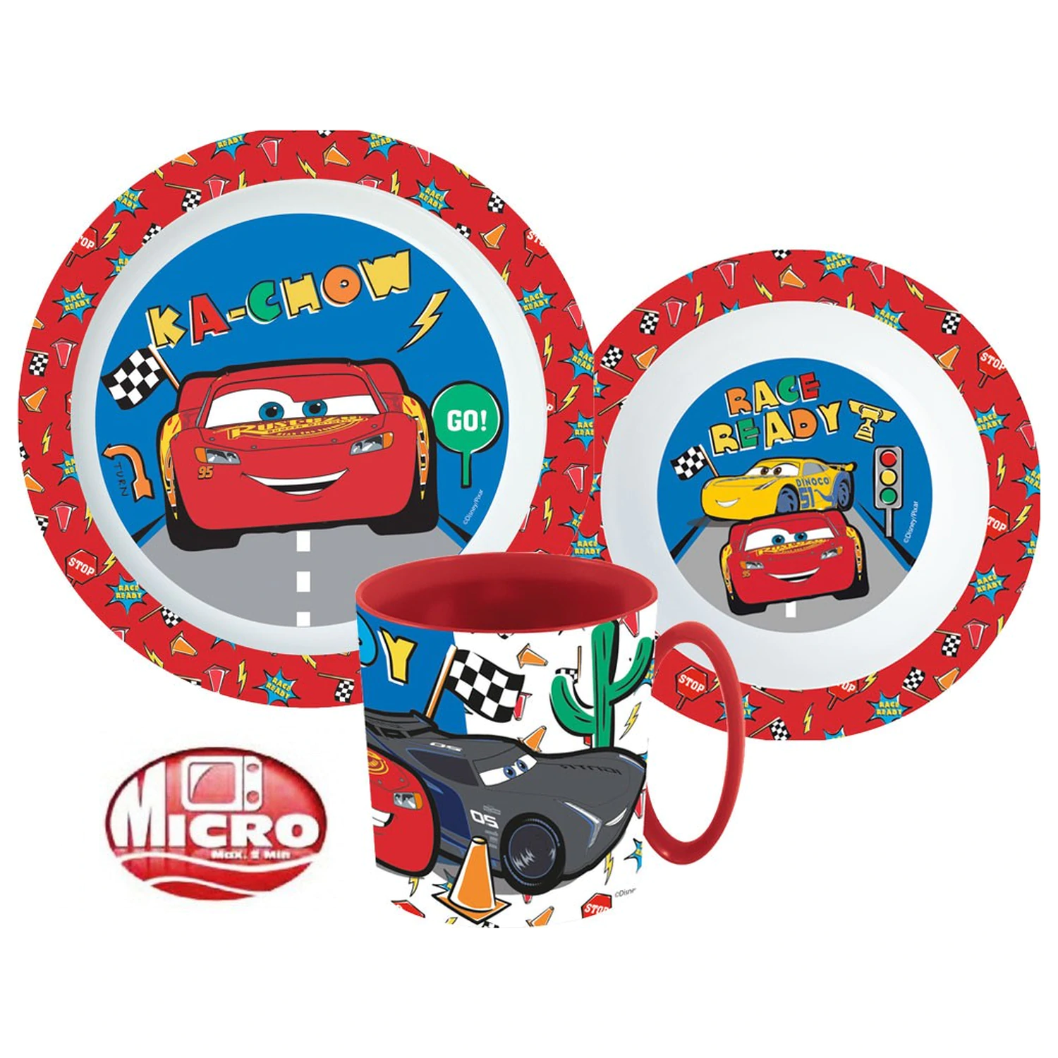 Disney Verdák Lets Race étkészlet, micro műanyag szett bögrével termékfotó