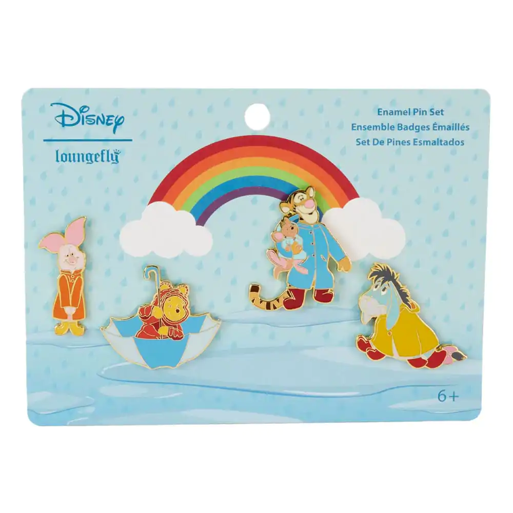 Disney Winnie the Pooh &amp; Friends Rainy Day 4 db-os zománcozott kitűző csomag 4 cm termékfotó