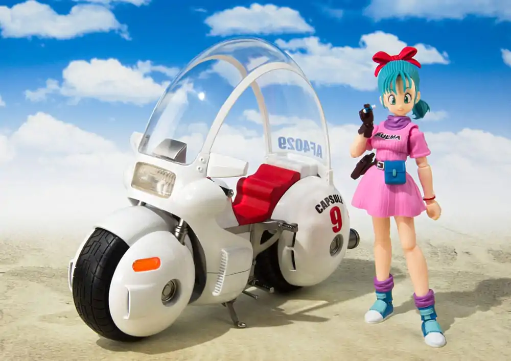 Dragon Ball S.H. Figuarts Bulma's Motorcycle Hoipoi Capsule No. 9 jármű és figura csomag 17 cm termékfotó