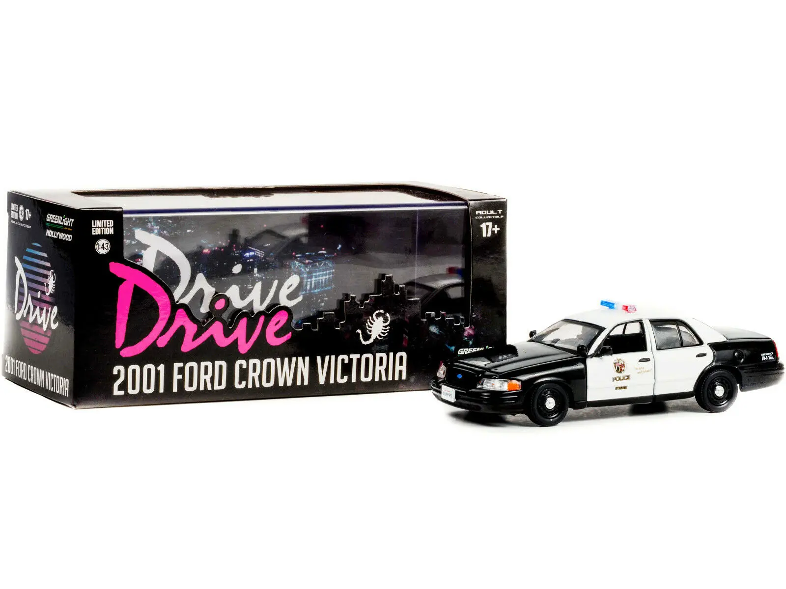 Drive (2011) Diecast Model 1/43 2001 Ford Crown Victoria Police Interceptor LAPD termékfotó