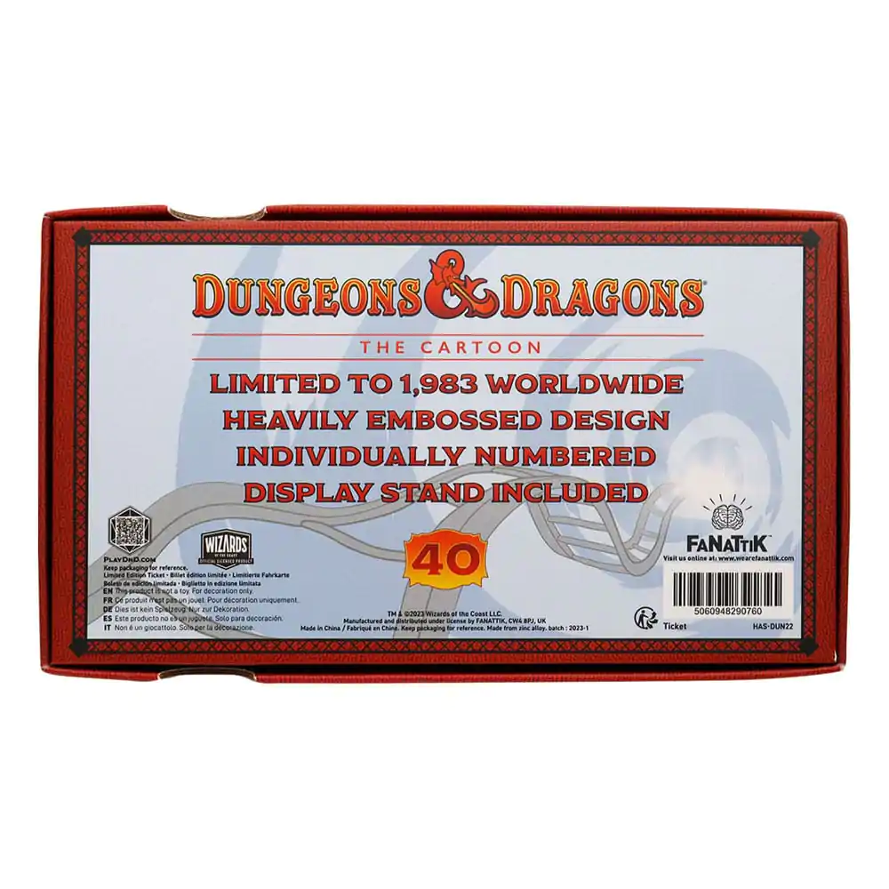 Dungeons & Dragons: The Cartoon Replik 40th Anniversary Rollercoaster Ticket Limited Edition termékfotó