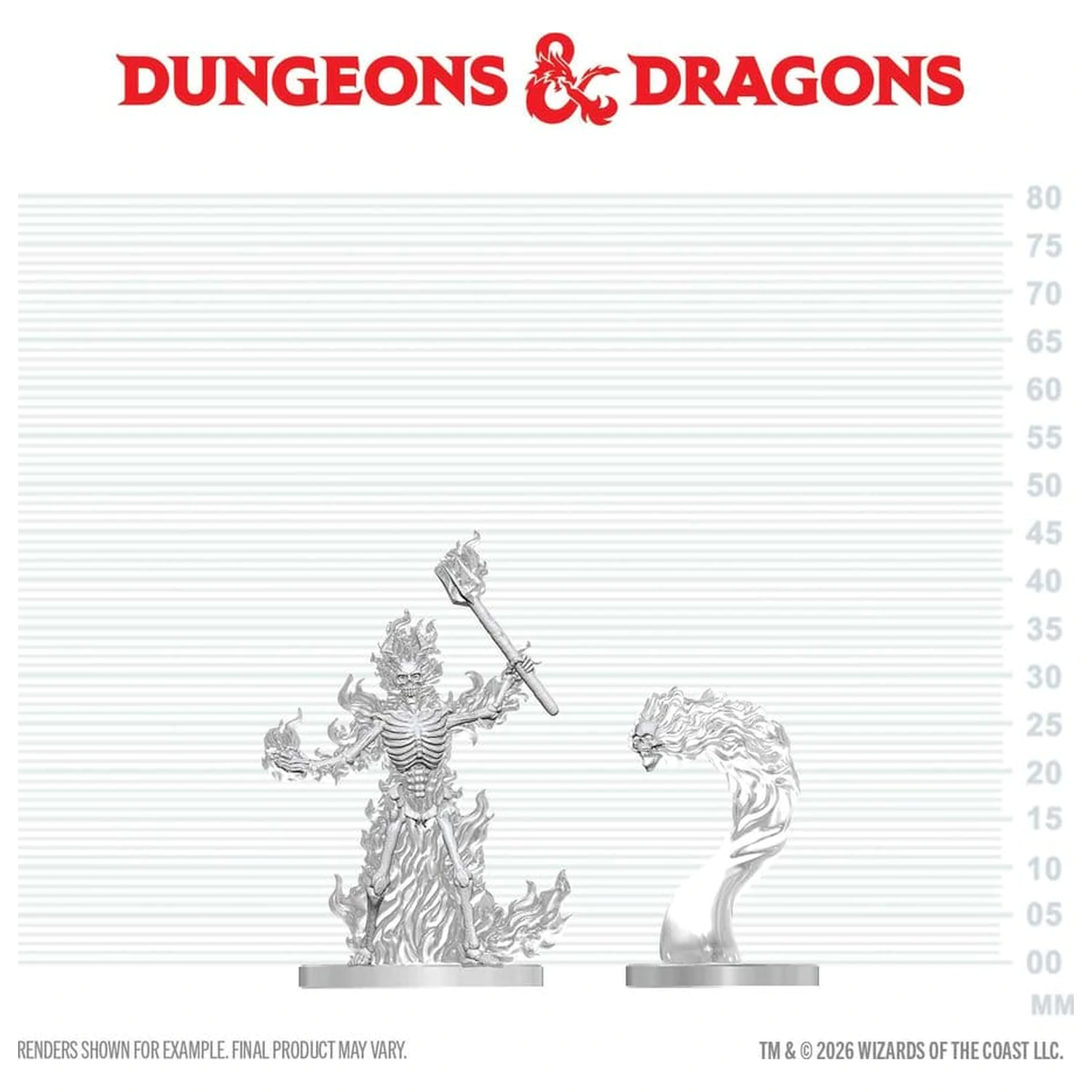 Dungeons & Dragons Nolzur's Marvelous Miniatures Unpainted Miniature Flaming Skeleton & Flameskull 14 cm termékfotó