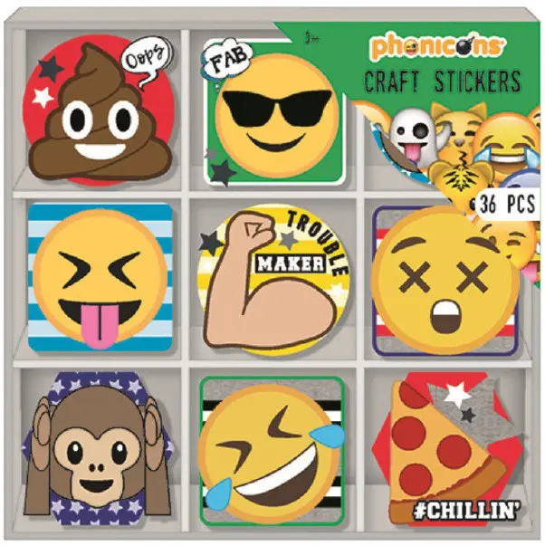 Emoji 36 darabos matrica szett dobozban termékfotó