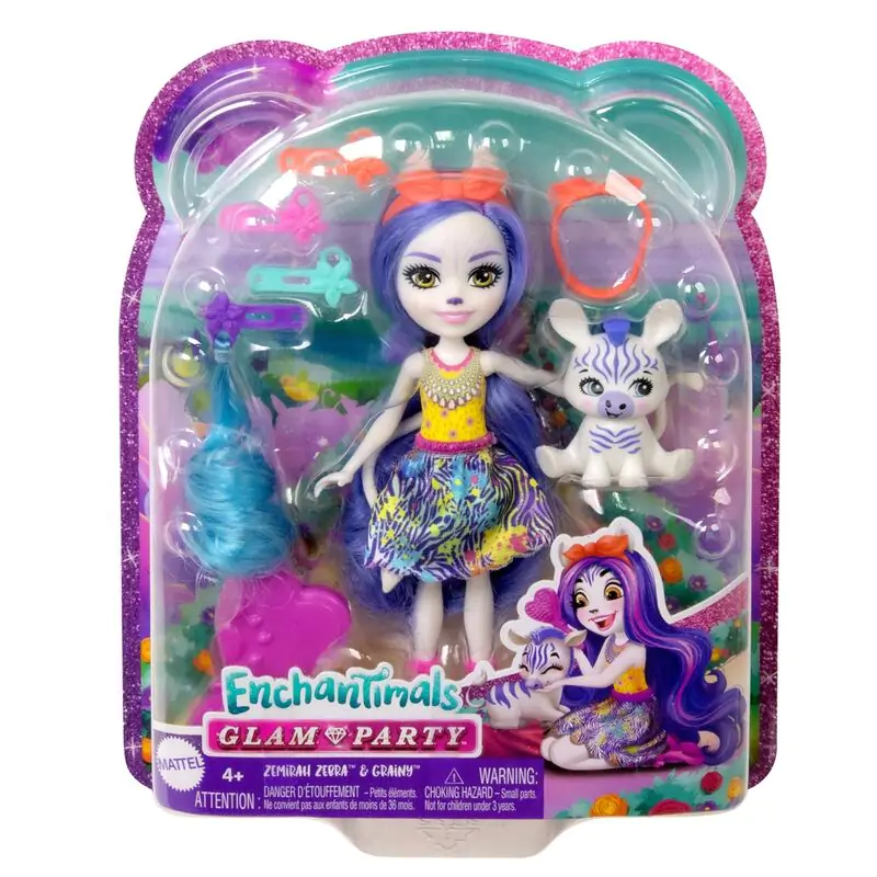 Enchantimals Glam Party Ladonna játék baba Zemirah Zebra játék baba termékfotó