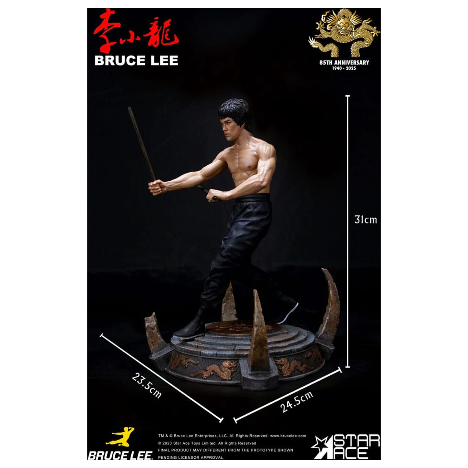 Enter the Dragon Movie 1/6 Bruce Lee Kali Sticks Fight Normal Basement Version szobor figura 30 cm termékfotó