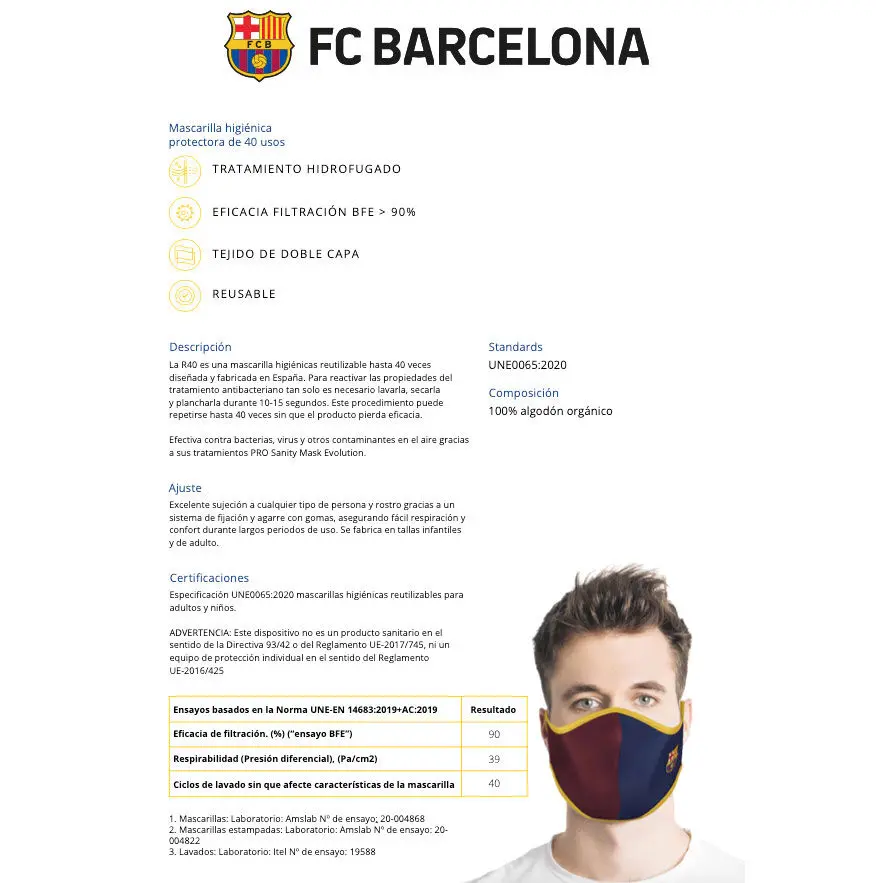 F.C. Barcelona Game gyerek többször használható maszk termékfotó