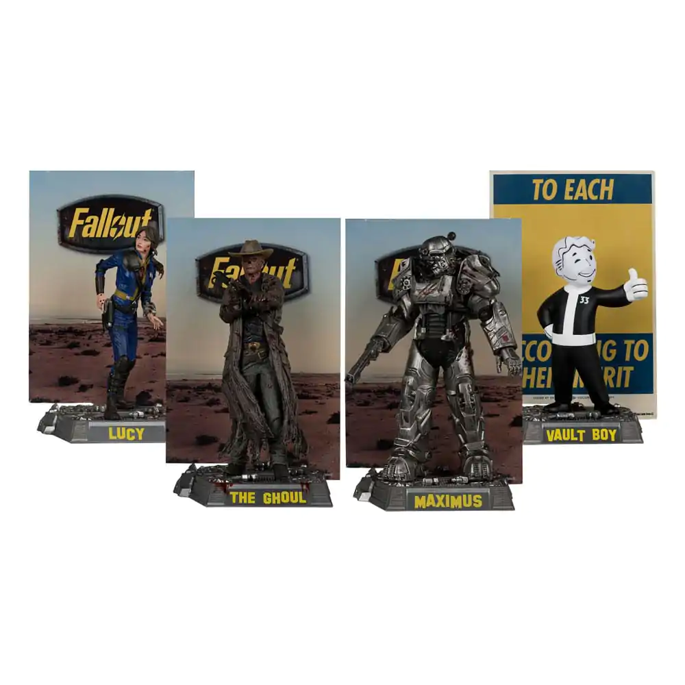 Fallout Movie Maniacs Lucy, Maximus, The Ghoul & Vault Boy 4 db-os PVC szobor figura csomag 15 cm termékfotó