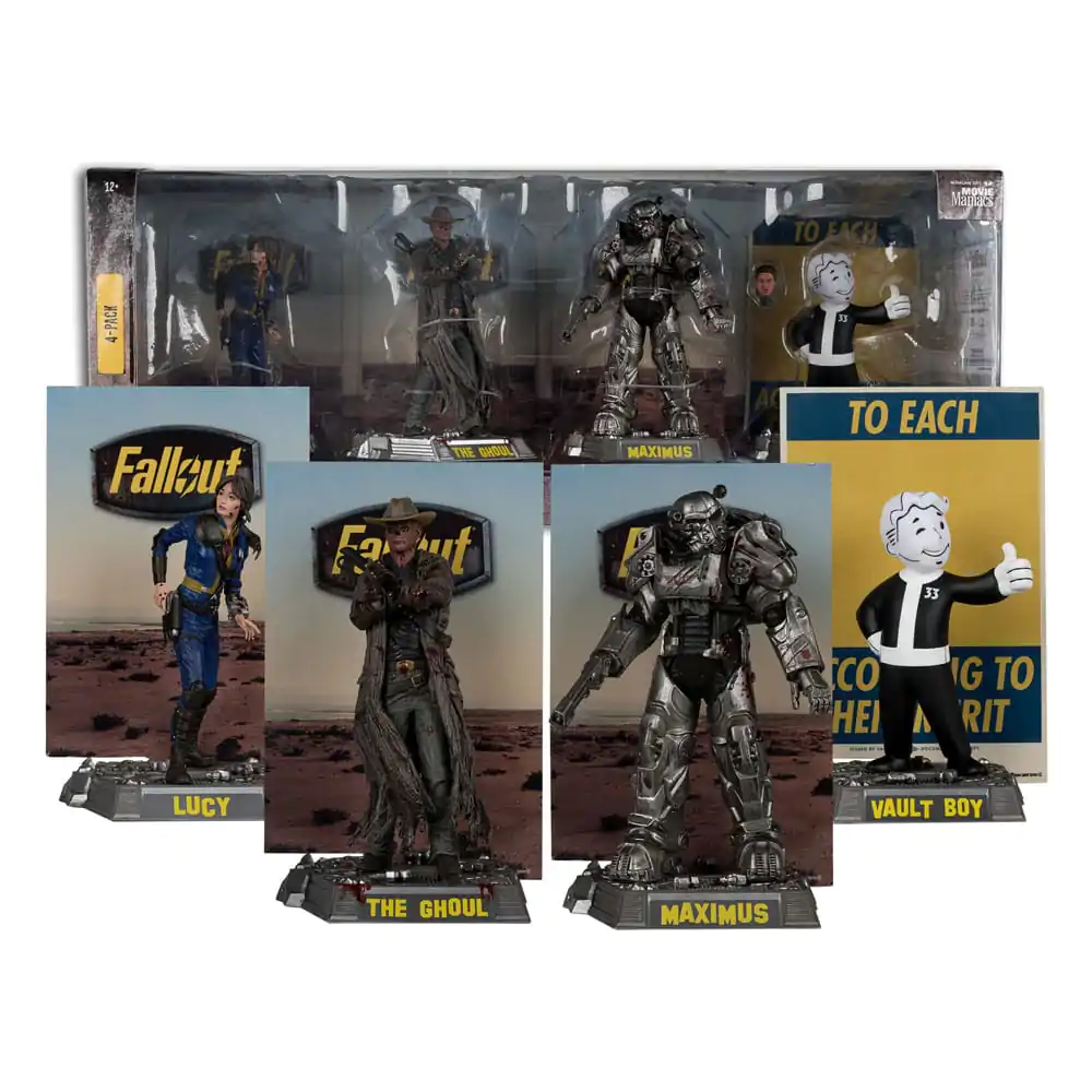 Fallout Movie Maniacs Lucy, Maximus, The Ghoul & Vault Boy 4 db-os PVC szobor figura csomag 15 cm termékfotó