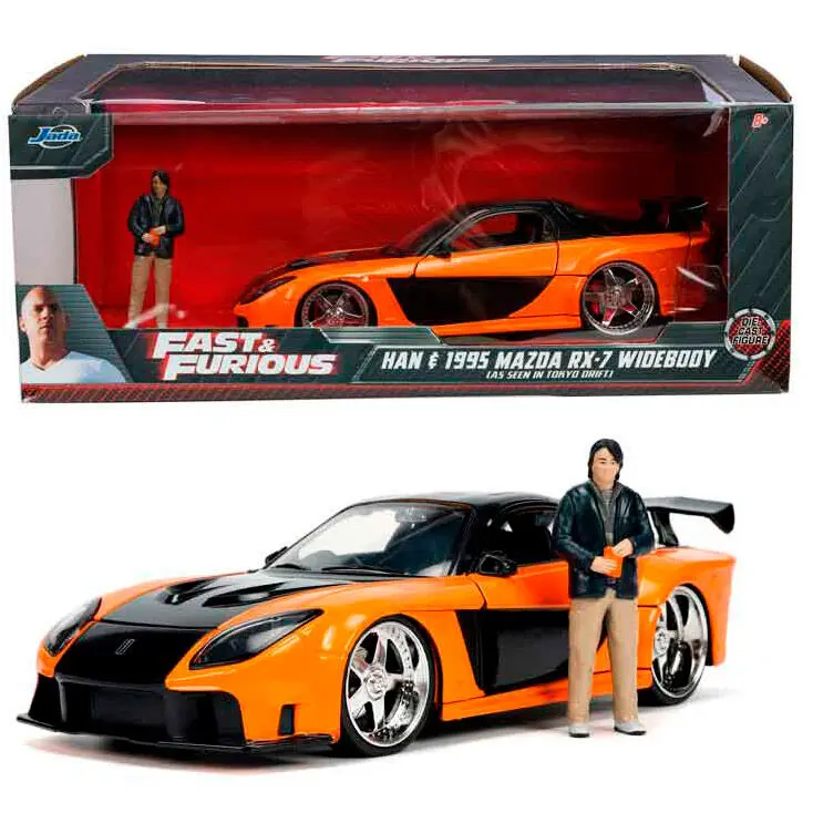 Fast &amp; Furious Mazda RX7 1997 + Han figura csomag 1:24 termékfotó