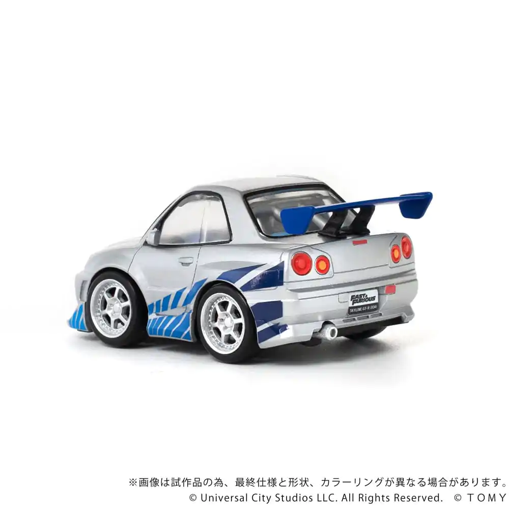 Fast &amp; Furious Q-Village jármű és mini-figura Nissan Skyline GT-R (R34) 9 cm termékfotó