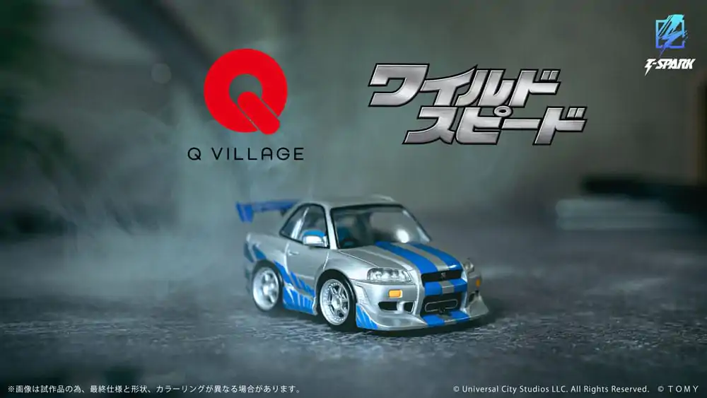 Fast &amp; Furious Q-Village jármű és mini-figura Nissan Skyline GT-R (R34) 9 cm termékfotó