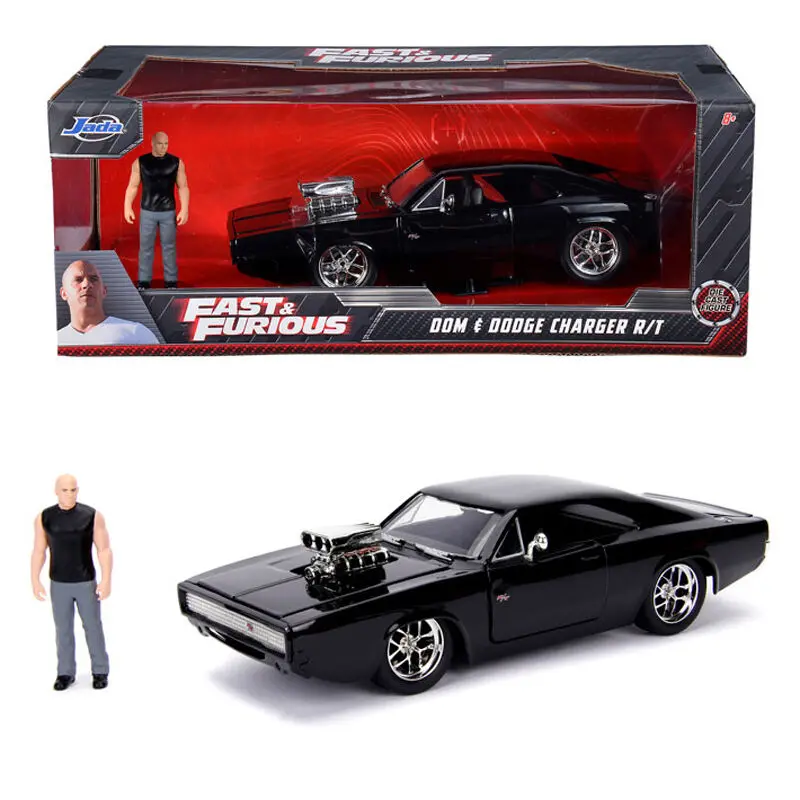 Fast and Furious Dom figura és Dodge Charger R/T fém autó termékfotó