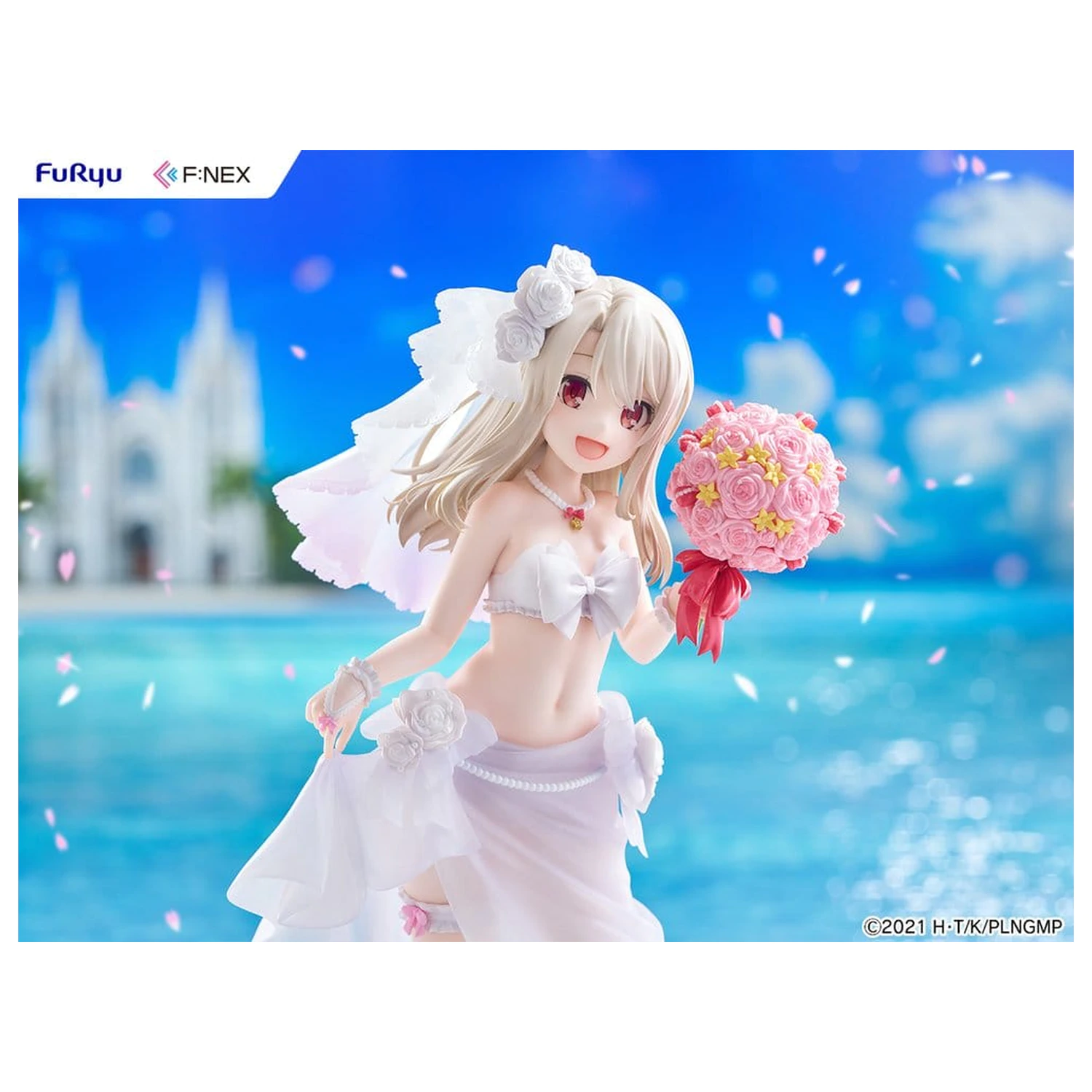 Fate/kaleid liner Prisma Illya: Licht - The Nameless Girl F:NEX 1/7 Illyasviel von Einzbern Wedding Swimsuit Ver. PVC figura 21 cm termékfotó