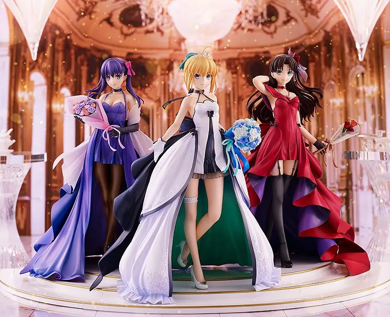 Fate/Stay Night 1/7 Saber, Rin Tohsaka and Sakura Matou 15th Celebration Dress Ver. PVC szobor figurák termékfotó