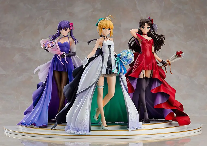 Fate/Stay Night 1/7 Saber, Rin Tohsaka and Sakura Matou 15th Celebration Dress Ver. PVC szobor figurák termékfotó