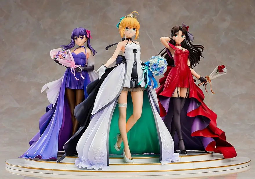 Fate/Stay Night 1/7 Saber, Rin Tohsaka and Sakura Matou 15th Celebration Dress Ver. PVC szobor figurák termékfotó