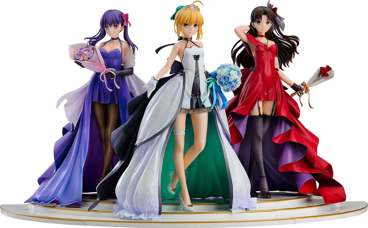 Fate/Stay Night 1/7 Saber, Rin Tohsaka and Sakura Matou 15th Celebration Dress Ver. PVC szobor figurák termékfotó