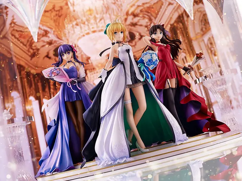 Fate/Stay Night 1/7 Saber, Rin Tohsaka and Sakura Matou 15th Celebration Dress Ver. PVC szobor figurák termékfotó