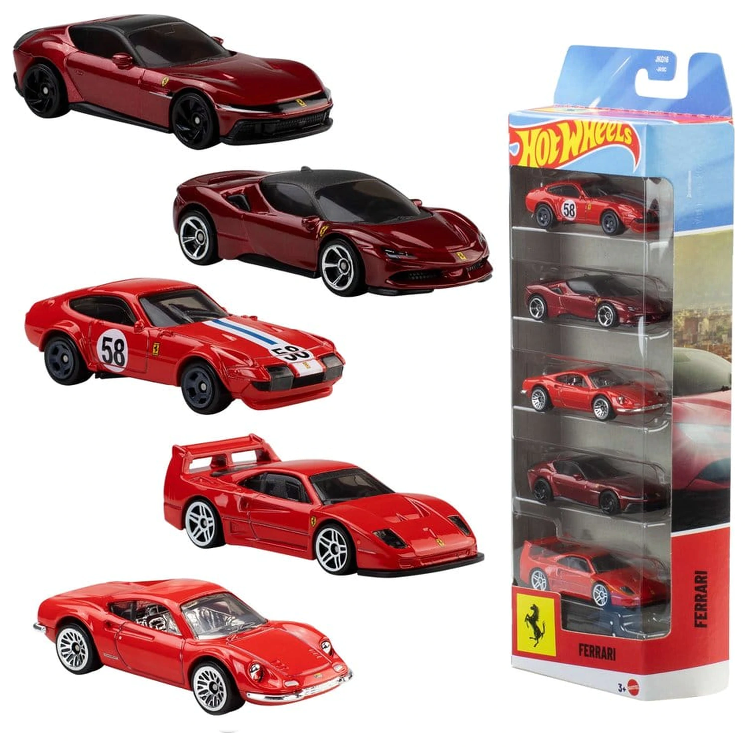 Ferrari Hot Wheels Die-Cast 5 db-os jármű csomag 1/64 termékfotó