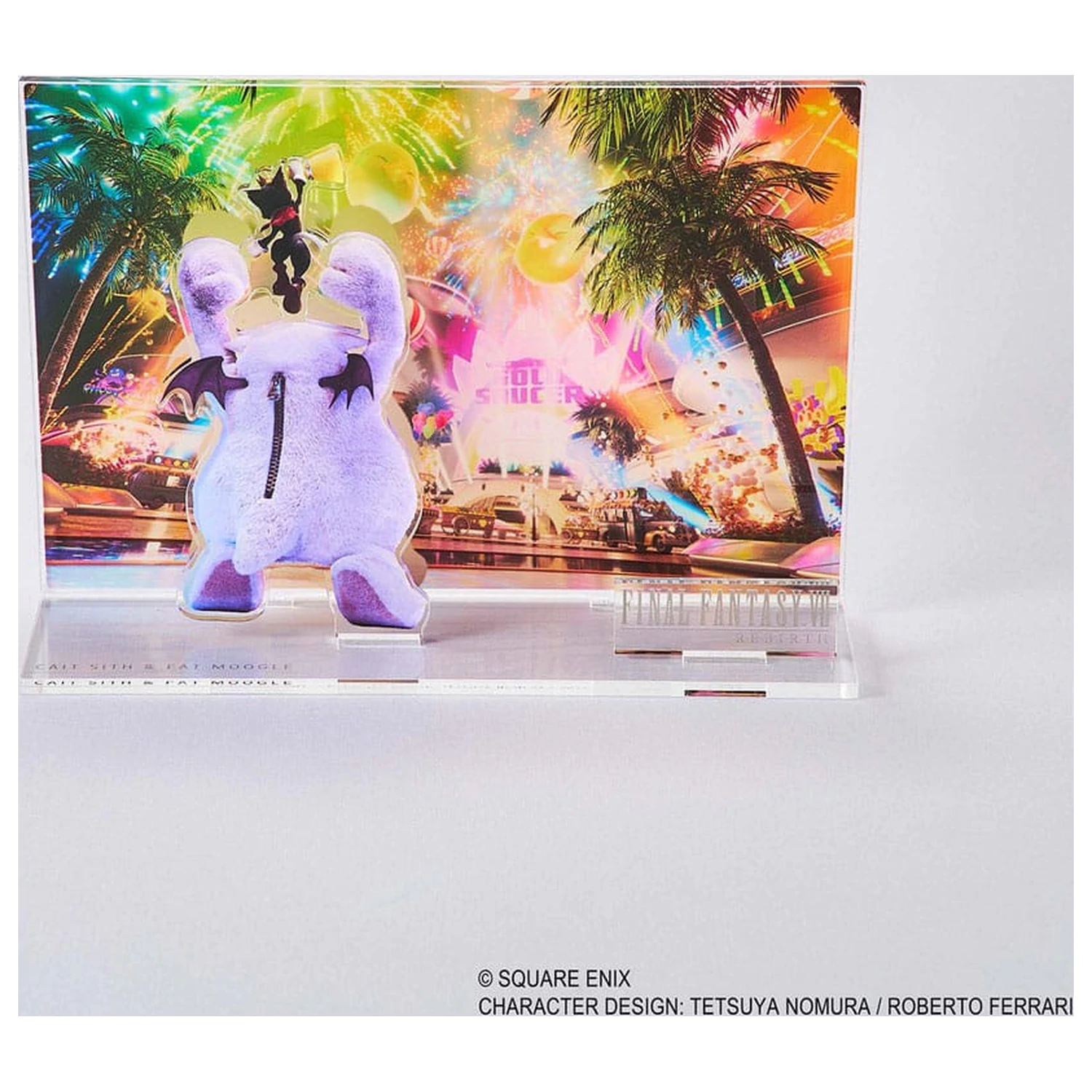 Final Fantasy VII Rebirth Akril Dioráma figura Cait Sith & Fat Moogle Key Art    termékfotó