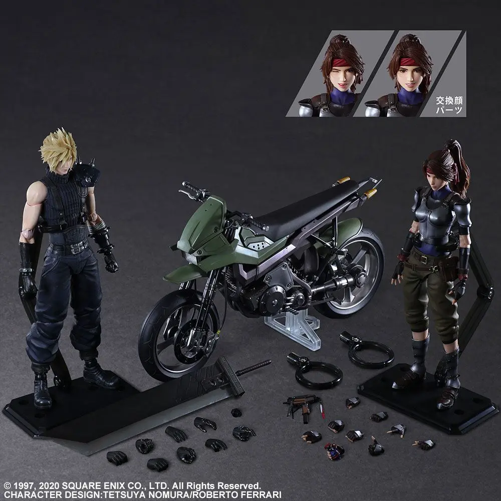 Final Fantasy VII Remake Play Arts Kai  Jessie, Cloud &amp; Bike akciófigura termékfotó