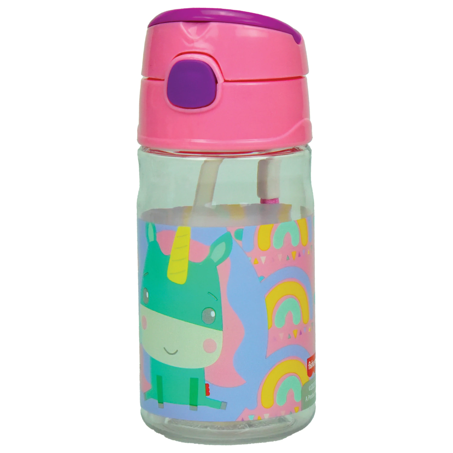 Fisher-Price Animals Unicorn Cute műanyag szívószálas kulacs akasztóval 350 ml termékfotó
