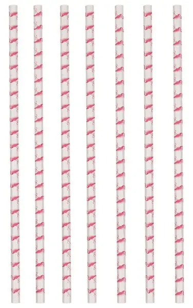 Flamingó papír szívószál, 12 db-os szett termékfotó