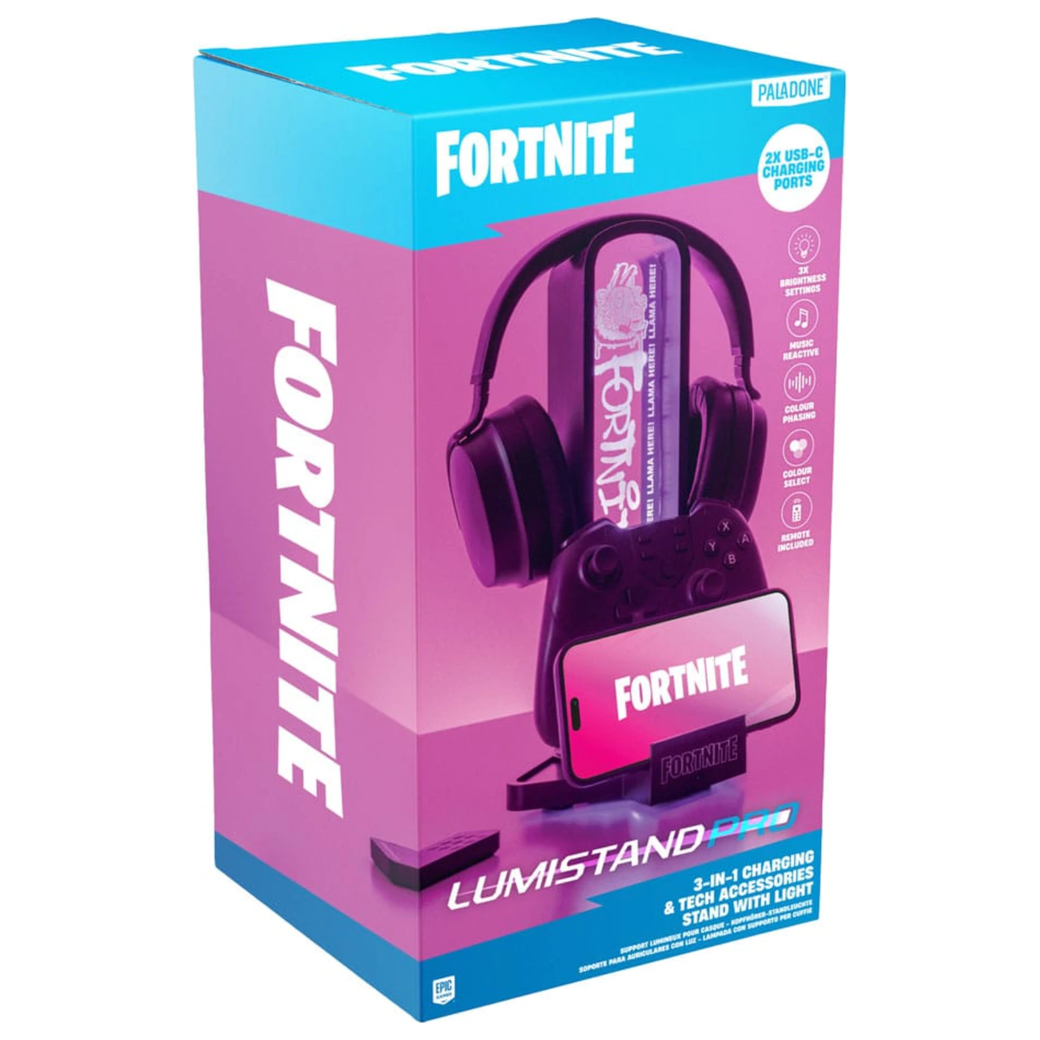 Fortnite fülhallgató- és telefontartó állvány fény effekttel 30 cm termékfotó