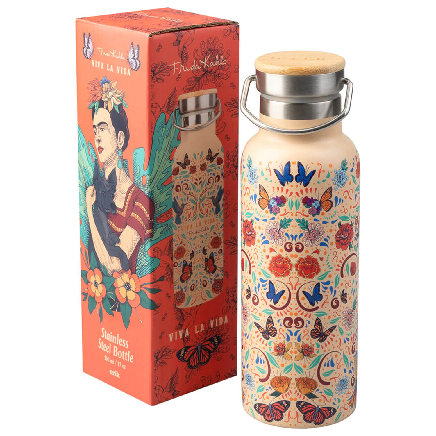 Frida Kahlo Long Live Life rozsdamentes acél palack kulacs 500ml termékfotó