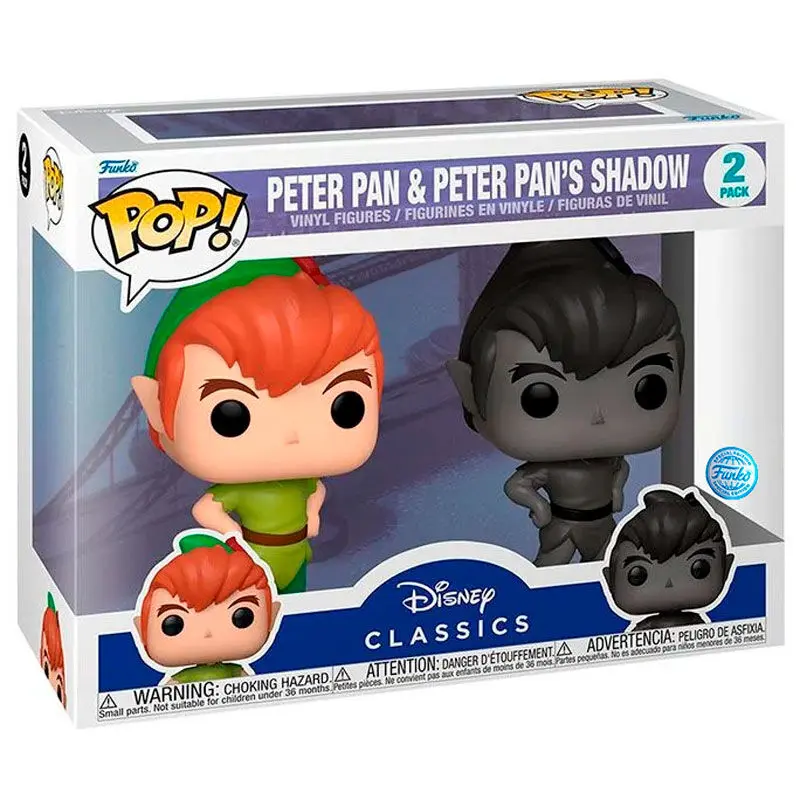 Funko POP 2db-os figura csomag Disney Peter Pan - Peter Pan & Peter Pans Shadow Exkluzív termékfotó